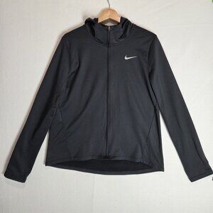 Nike Dri-FIT Element Mens Large Full-Zip Running Hoodie Front Zip Pockets Black